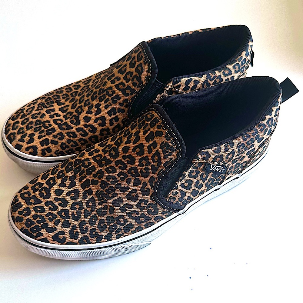 Leopard Print Platform Vans - Girls Size 4